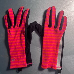 Lululemon Athletica Pink and Black Striped Gloves